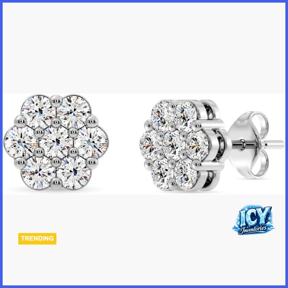 Lab-Grown Diamond Stud Earrings in 925 Sterling Silver and 14KT Yellow Gold